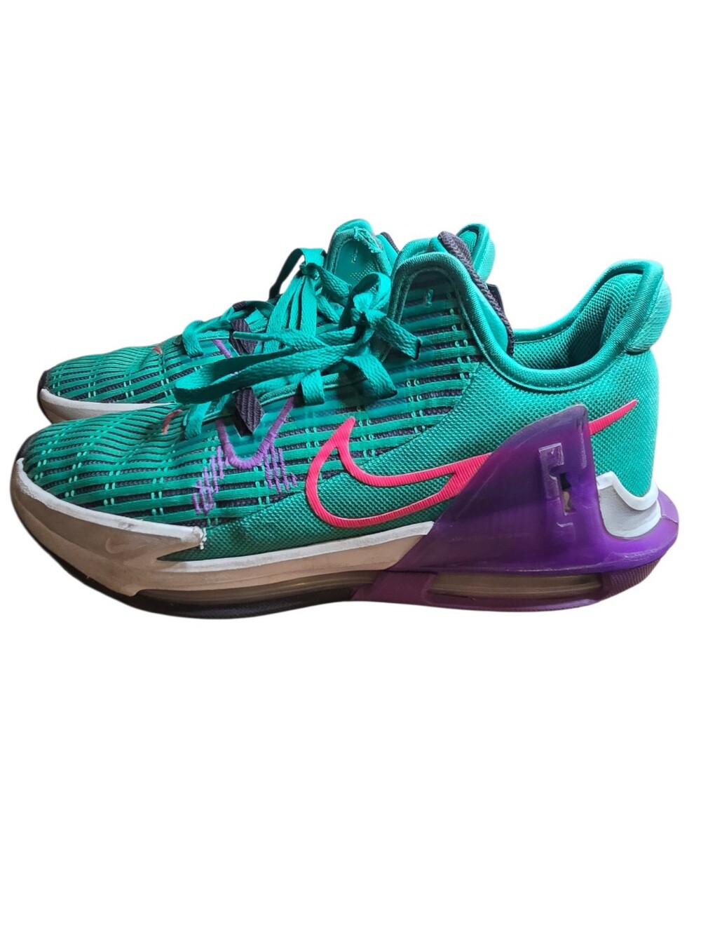 Nike LeBron Witness 6 Mens Size 7 Teal Purple Emerald Air Basketball Shoes